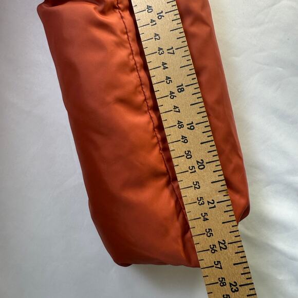 Surlansive Orange Mid Lenght Down Puffer Coat Women’s Fur Hood Size 36 - Picture 6 of 16